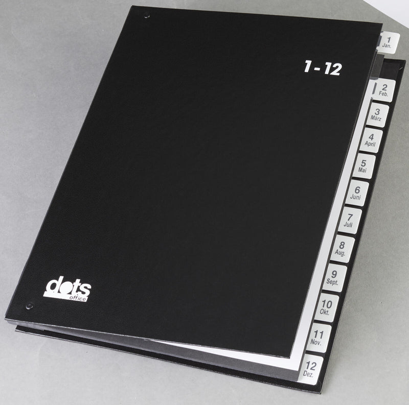 dots Pultordner DIN A4 12 Taben schwarz