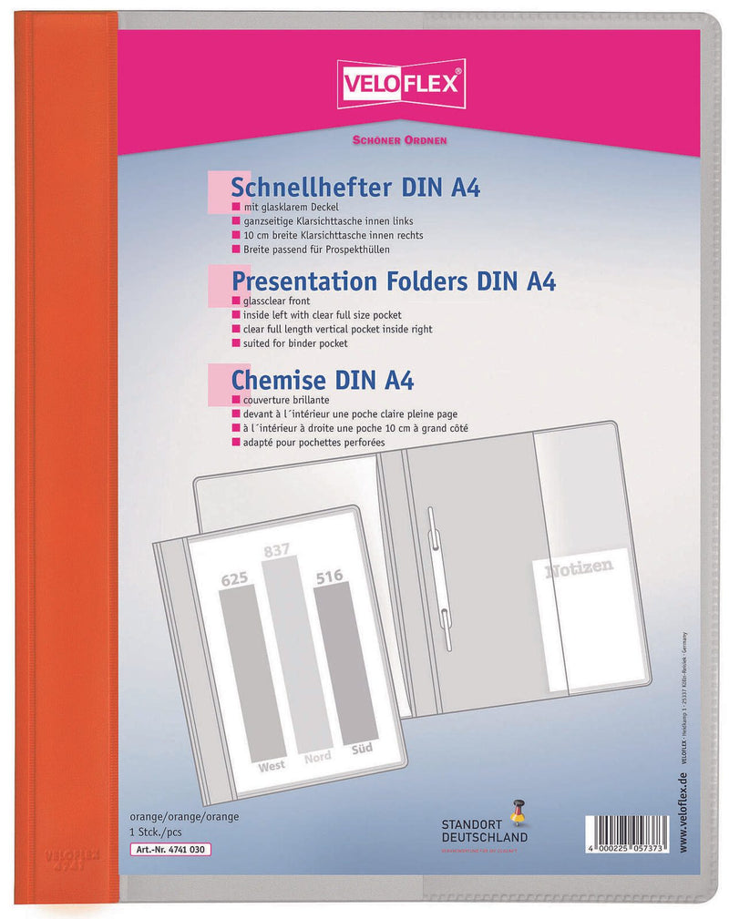 VELOFLEX Schnellhefter DIN A4 überbreit PVC orange