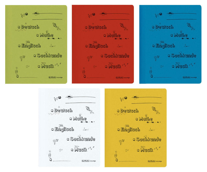 herlitz Schnellhefter DIN A4 Stabiler Manila-Karton grün, rot, blau, weiß, gelb