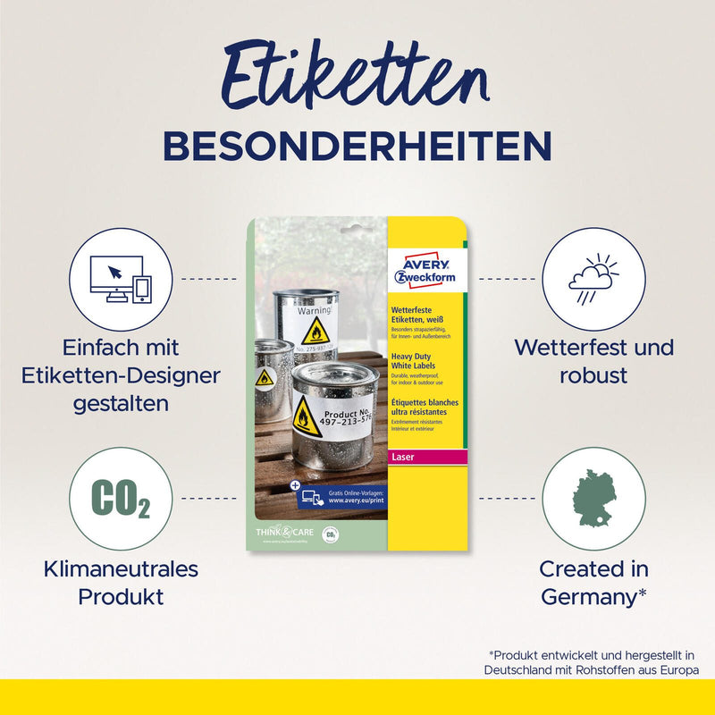 AVERY Zweckform wetterfeste Folienetiketten 210,0 x 297,0 mm
