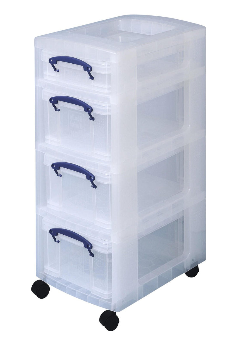 Really Useful Box Aufbewahrungsbox 1x 4,0 l + 3x 9,0 l - 30,0 x 42,0 x 73,0 cm transparent