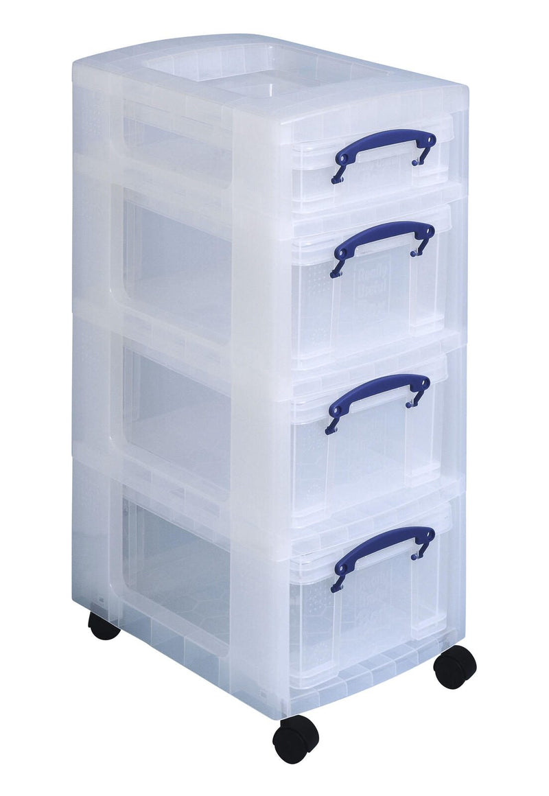 Really Useful Box Aufbewahrungsbox 1x 4,0 l + 3x 9,0 l - 30,0 x 42,0 x 73,0 cm transparent