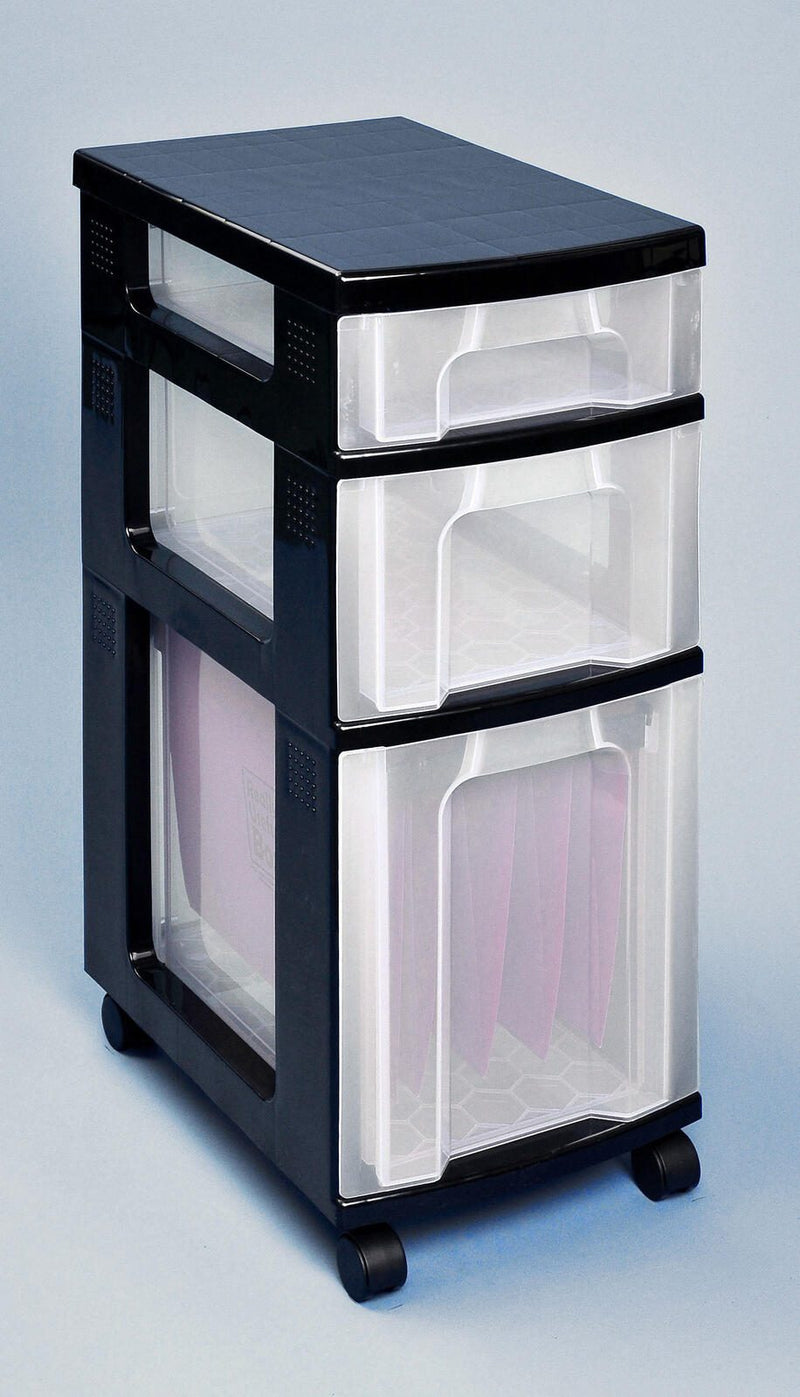 Really Useful Box Aufbewahrungsbox 1x 7,0 l + 1x 12,0 l + 1x 25,0 l - 30,0 x 42,0 x 69,0 cm transparent, schwarz