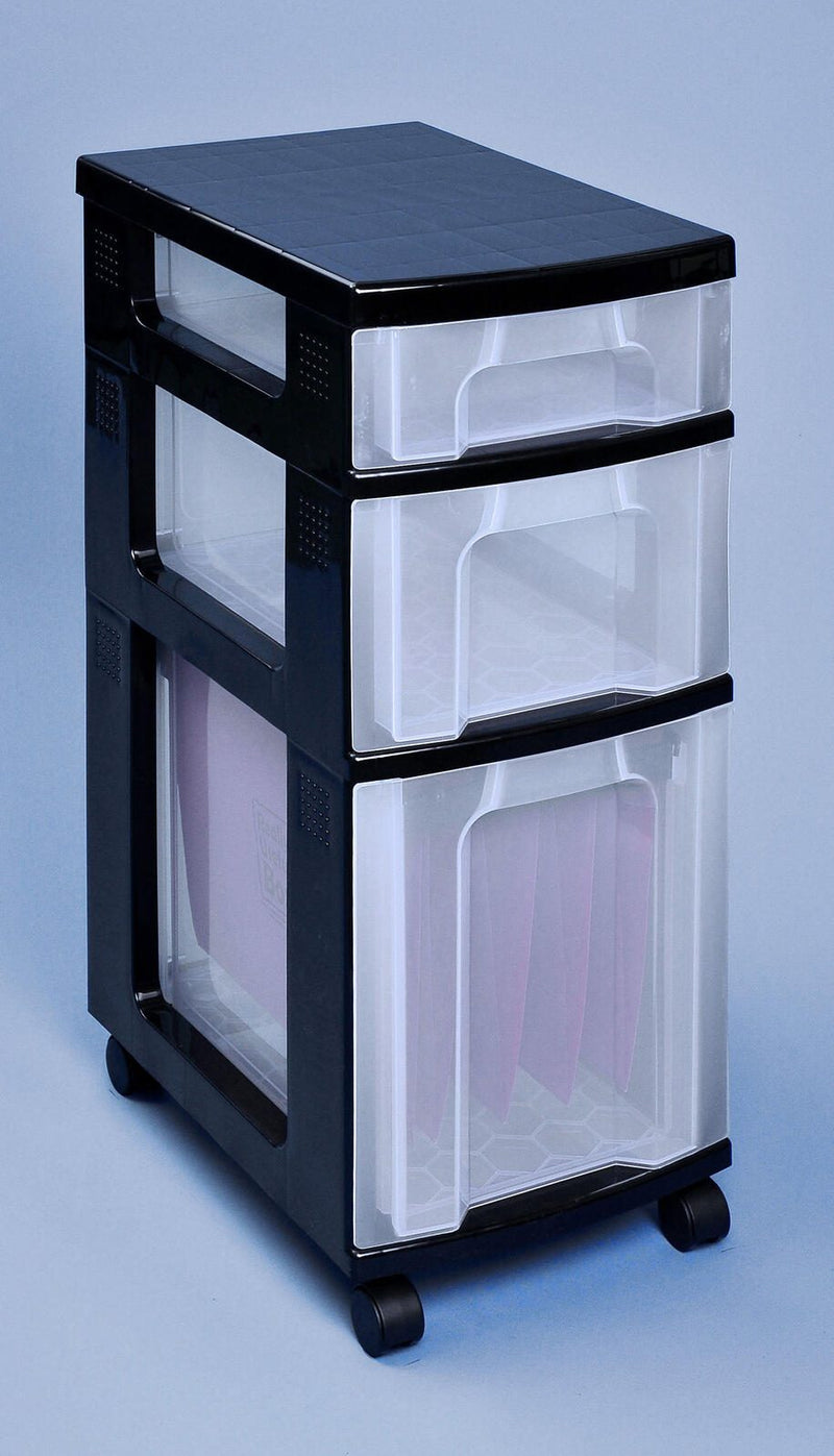 Really Useful Box Aufbewahrungsbox 1x 7,0 l + 1x 12,0 l + 1x 25,0 l - 30,0 x 42,0 x 69,0 cm transparent, schwarz