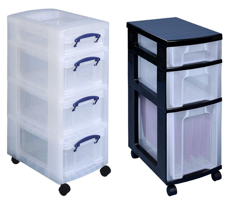 Really Useful Box Aufbewahrungsbox 1x 7,0 l + 1x 12,0 l + 1x 25,0 l - 30,0 x 42,0 x 69,0 cm transparent, schwarz