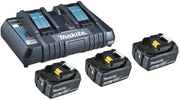 makita Power Source Kit 3x Akku BL1850B 18V 5,0 Ah, Doppel-Schnellladegerät DC18RD