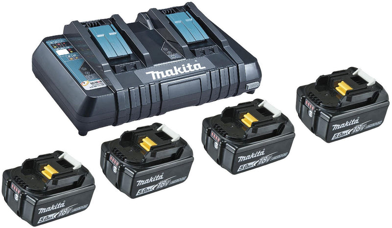 Power Source Kit 4x Akku BL1850B 18V 5,0 Ah, Doppel-Schnellladegerät DC18RD