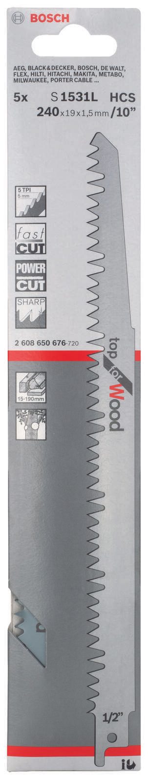 BOSCH S 1531 L Säbelsägeblätter 5 St.