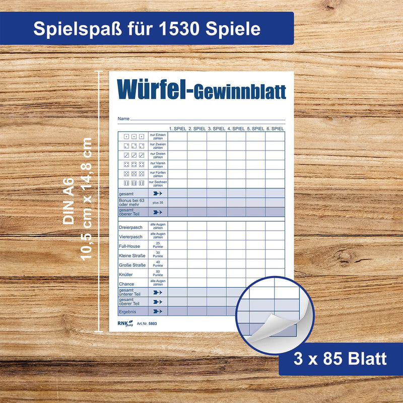 RNK-Verlag Ersatzblock DIN A6 Würfelspiel