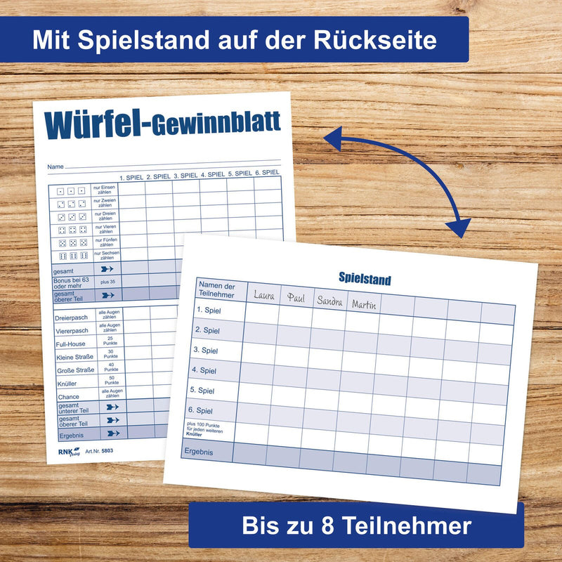 RNK-Verlag Ersatzblock DIN A6 Würfelspiel