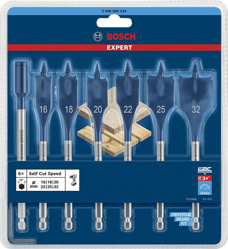 BOSCH Flachfräsbohrer-Set EXPERT Self Cut Speed 7-teilig