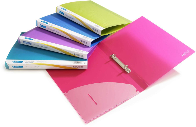 RAPESCO® Ringbücher 2-Ringe DIN A4 2.6 cm grün, blau, pink, violett, hellblau
