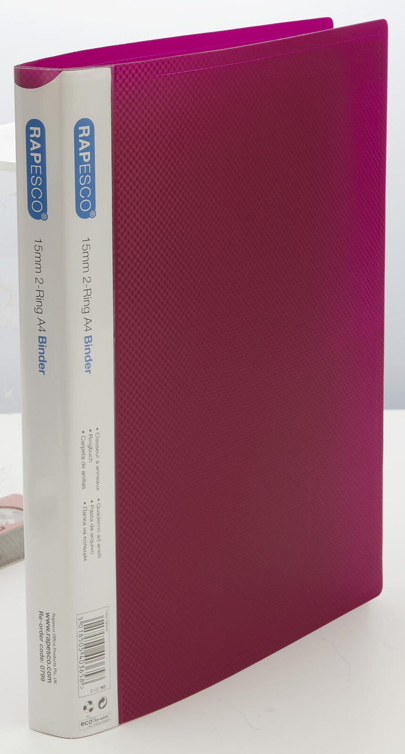 RAPESCO® Ringbücher 2-Ringe DIN A4 2.6 cm grün, blau, pink, violett, hellblau