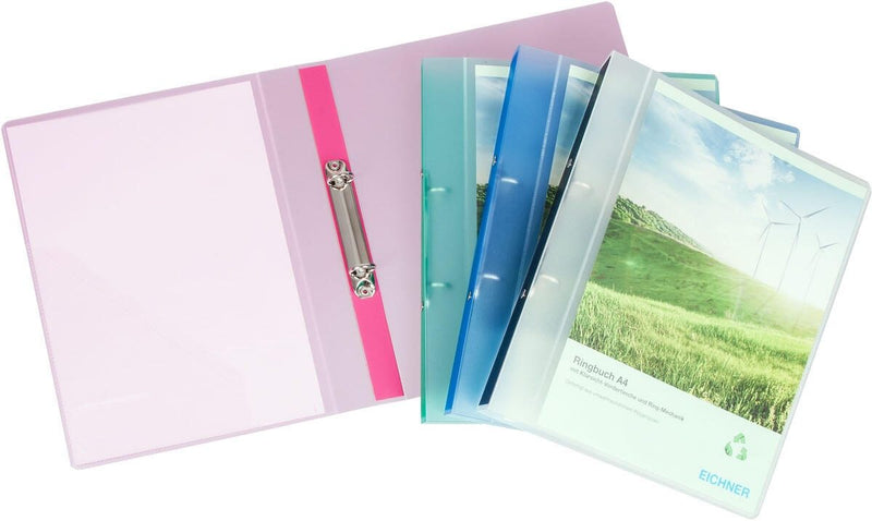 EICHNER Präsentationsringbuch 4-Ringe DIN A4 2.5 cm rot-transparent