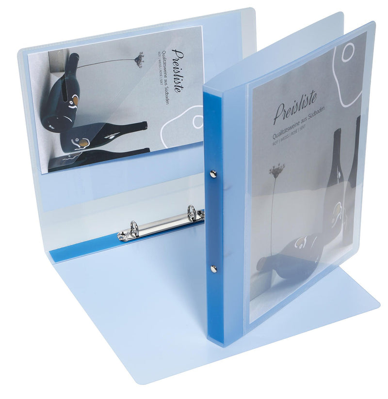 EICHNER Präsentationsringbuch 2-Ringe DIN A4 2.5 cm blau-transparent