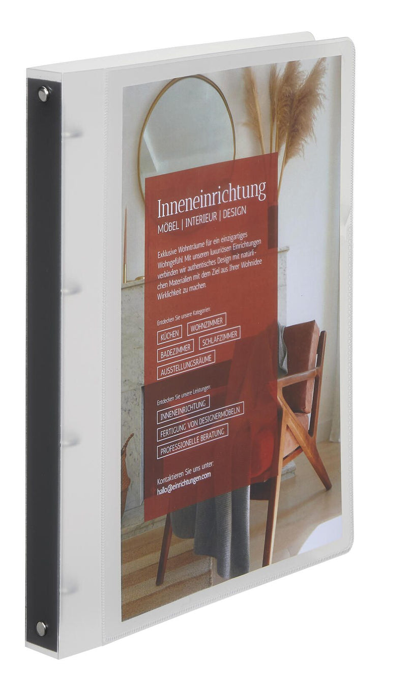 EICHNER Präsentationsringbuch 4-Ringe DIN A4 2.5 cm grau-transparent
