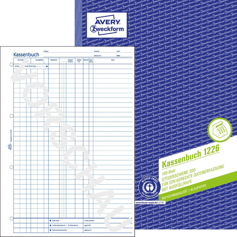AVERY Zweckform Formularbuch Kassenbuch/EDV DIN A4 1x 100 Seiten