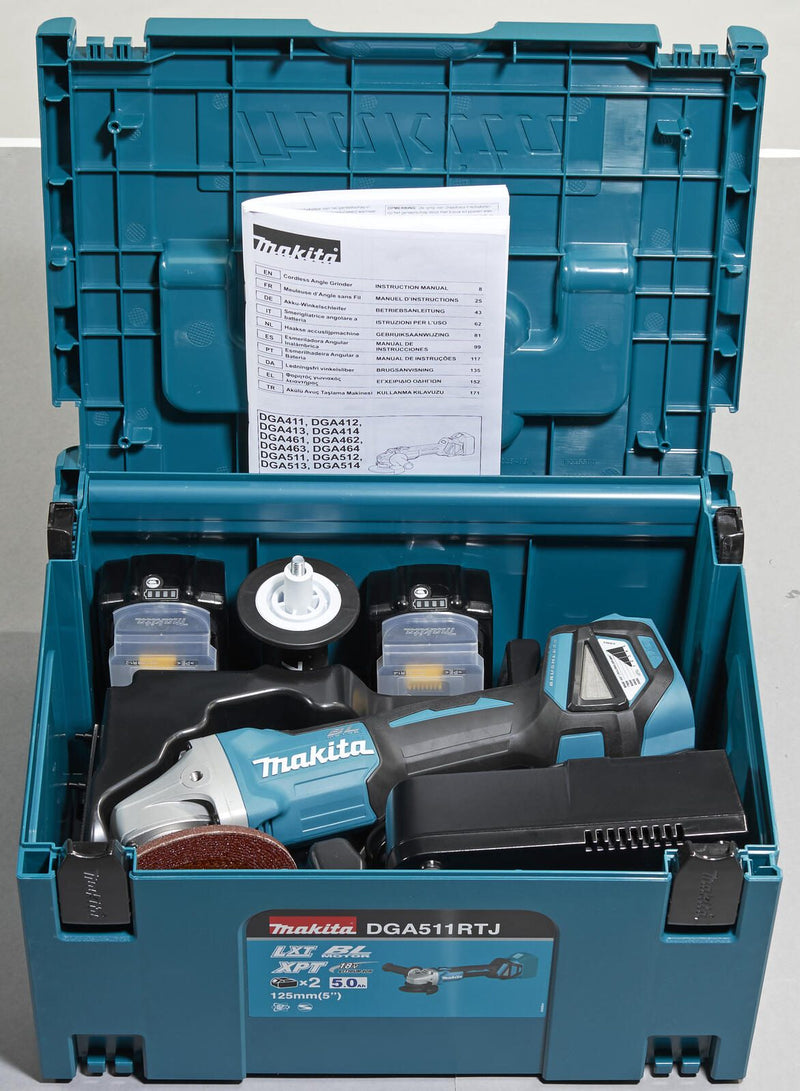 makita Akku-Winkelschleifer-Set DGA511RTJ