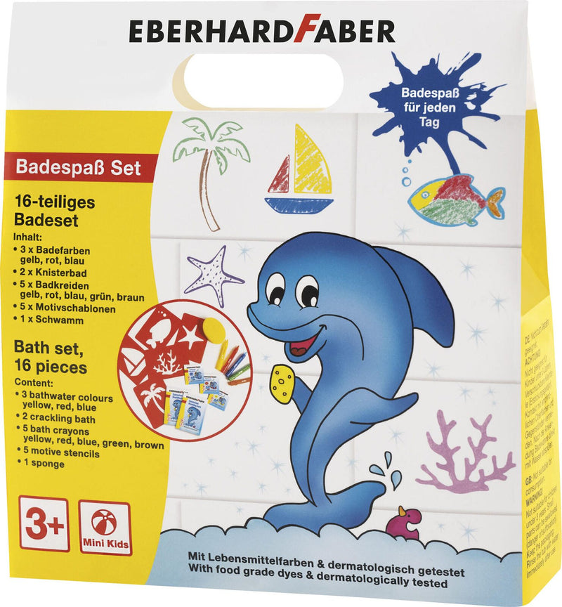 EBERHARD FABER Bad-Buntstifte 5 x Kreiden, 5 x Motivschablonen, 1 x Schwamm, 3 x Badefarben, 2 x Kinsterbände