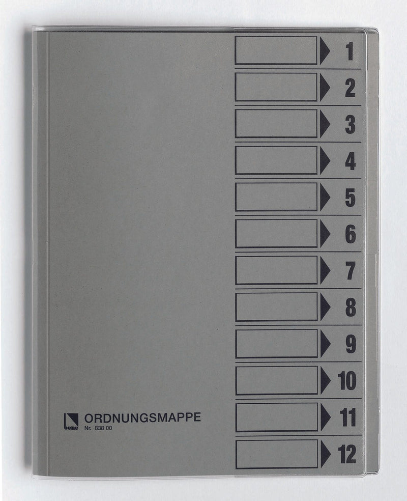 bene Ordnungsmappe DIN A4 12-Fach grau