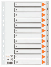 bene Ordnerregister Vollformat 1-12 DIN A4