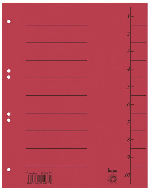 bene Trennblätter DIN A4 250 g/m² rot