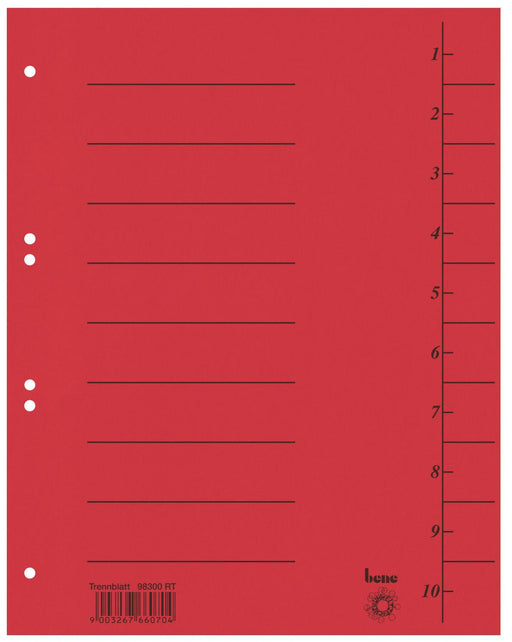 bene Trennblätter DIN A4 210 g/m² rot