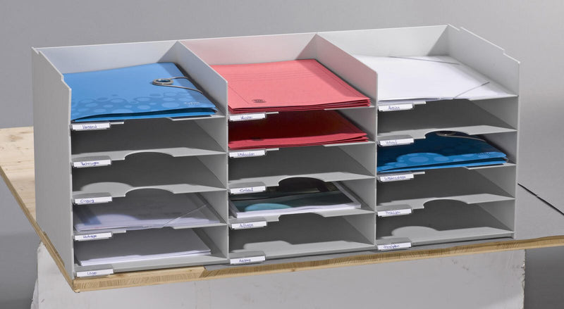 PAPERFLOW Sortierstation DIN A4+ 15-Fach lichtgrau