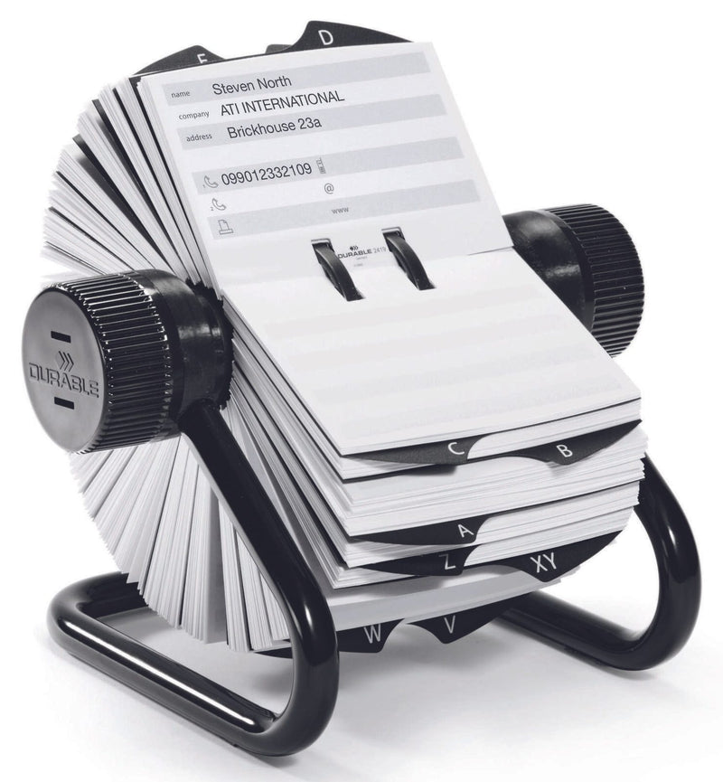 DURABLE Telefon-/Adress-Rollkartei schwarz, für 500 Adress,- Telefonkarten