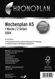 CHRONOPLAN Kalendereinlage 2024 A5 1 Woche/2 Seiten