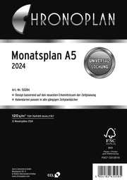 CHRONOPLAN Kalendereinlage 2024 A5 Monatsplan