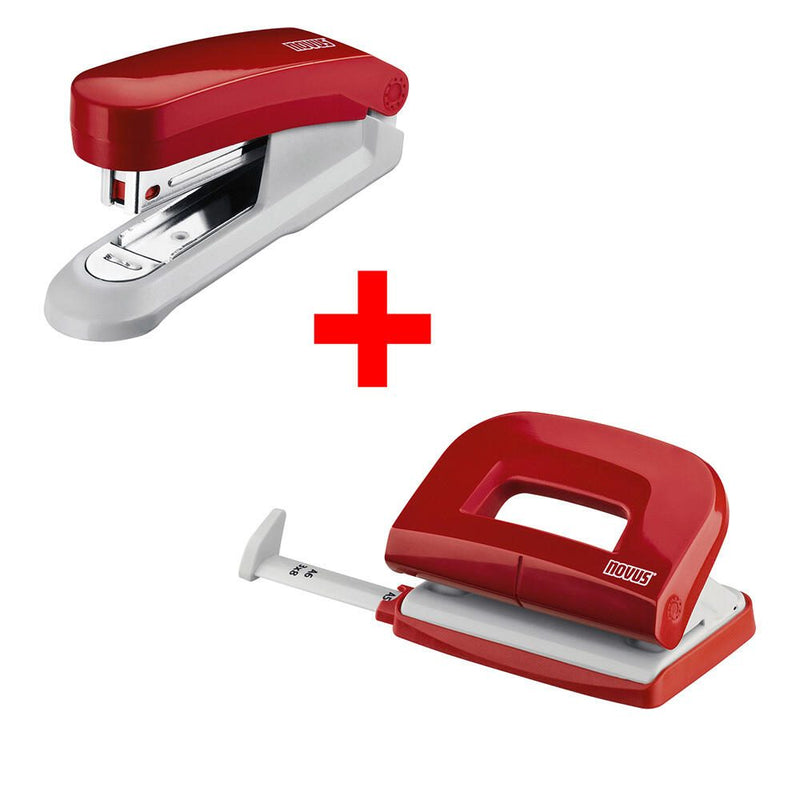 novus Locher und Heftgeräte Set rot