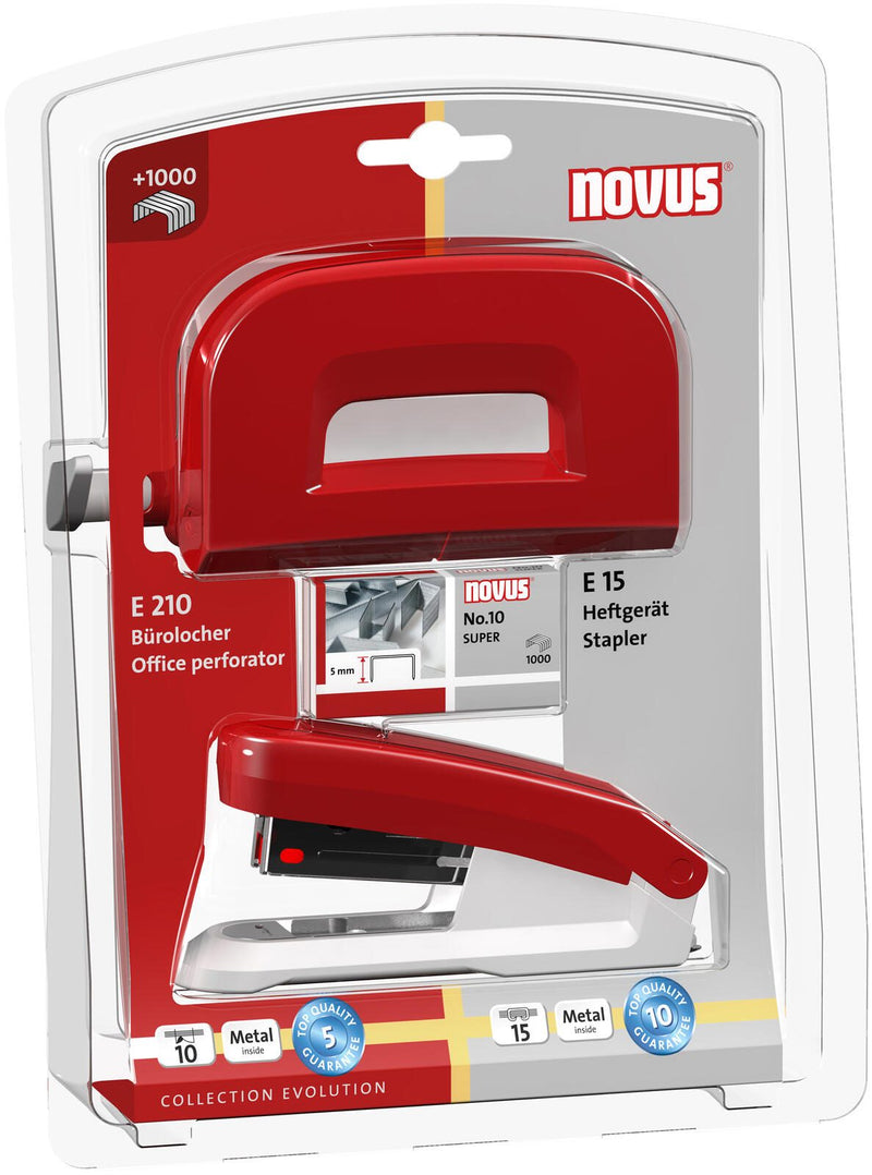 novus Locher und Heftgeräte Set rot
