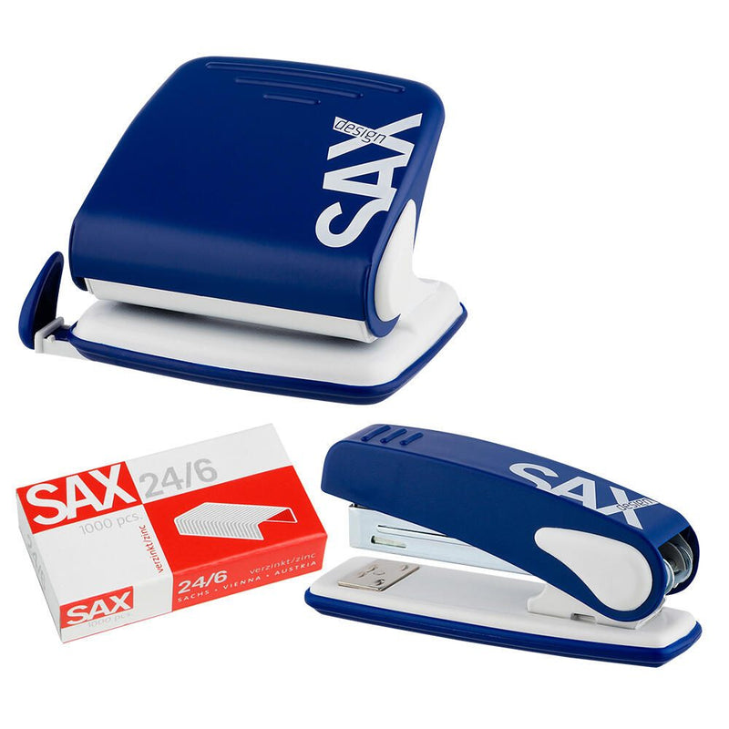 sax design Locher und Heftgeräte Set blau