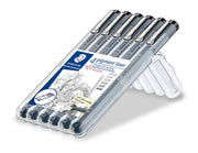 STAEDTLER Pigment Liner 308 Fineliner 0.05 + 0.1 + 0.3 + 0.5 + 0.8 mm Schwarz