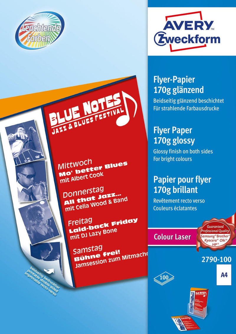 AVERY Zweckform Fotopapier Colour Laser Flyer DIN A4 glänzend 170 g/m²