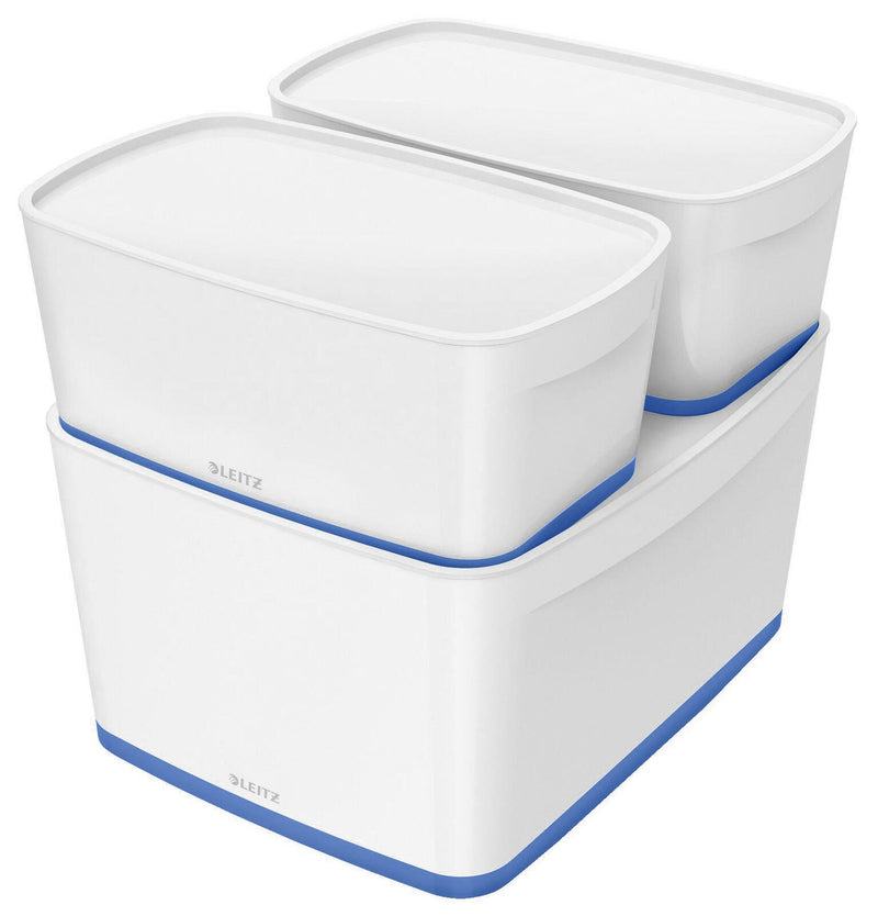 LEITZ Aufbewahrungsbox 18,0 l - 38,5 x 31,8 x 19,8 cm perlweiß/blau