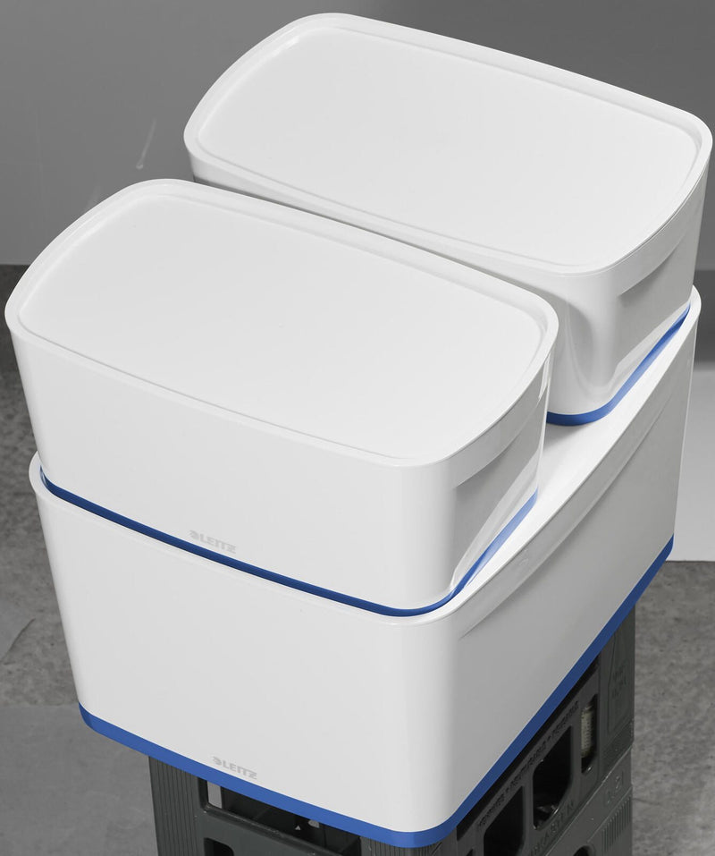 LEITZ Aufbewahrungsbox 18,0 l - 38,5 x 31,8 x 19,8 cm perlweiß/blau