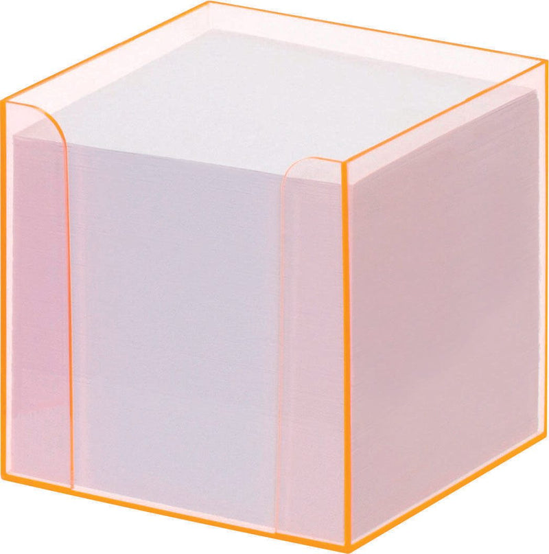 folia Zettelbox transparent orange inkl. 800 Notizzettel