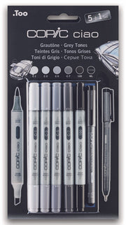 COPIC® Ciao 5+1 Set Grey Tones Layoutmarker-Set 1.0 + 6.0 mm Grau