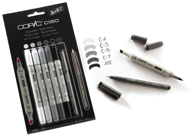 COPIC® Ciao 5+1 Set Grey Tones Layoutmarker-Set 1.0 + 6.0 mm Grau