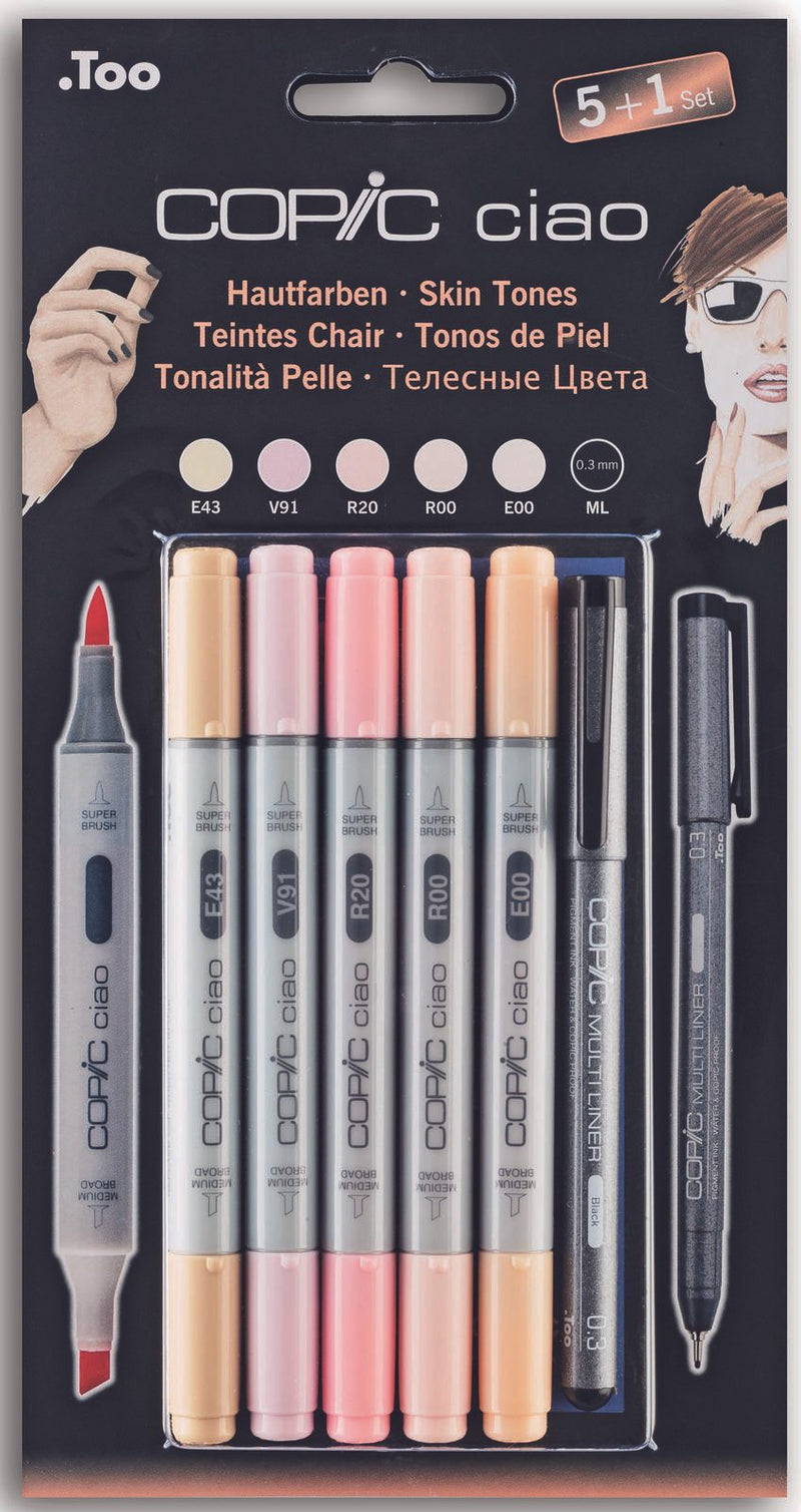 COPIC® Ciao 5+1 Set Skin Tones Layoutmarker-Set 1.0 + 6.0 mm Mehrfarbig