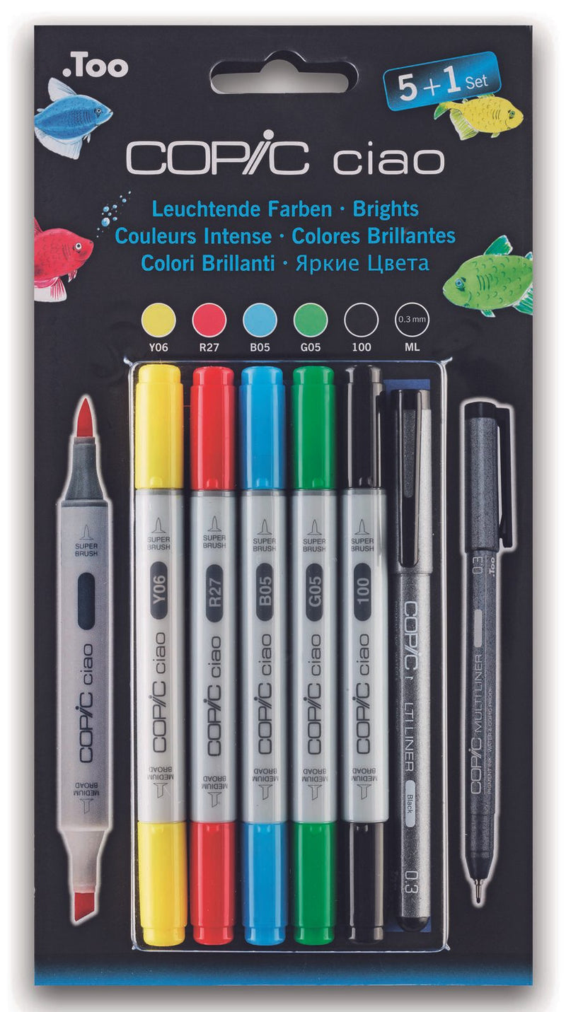 COPIC® Ciao 5+1 Set Brights Layoutmarker-Set 1.0 + 6.0 mm Mehrfarbig