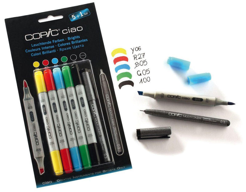 COPIC® Ciao 5+1 Set Brights Layoutmarker-Set 1.0 + 6.0 mm Mehrfarbig
