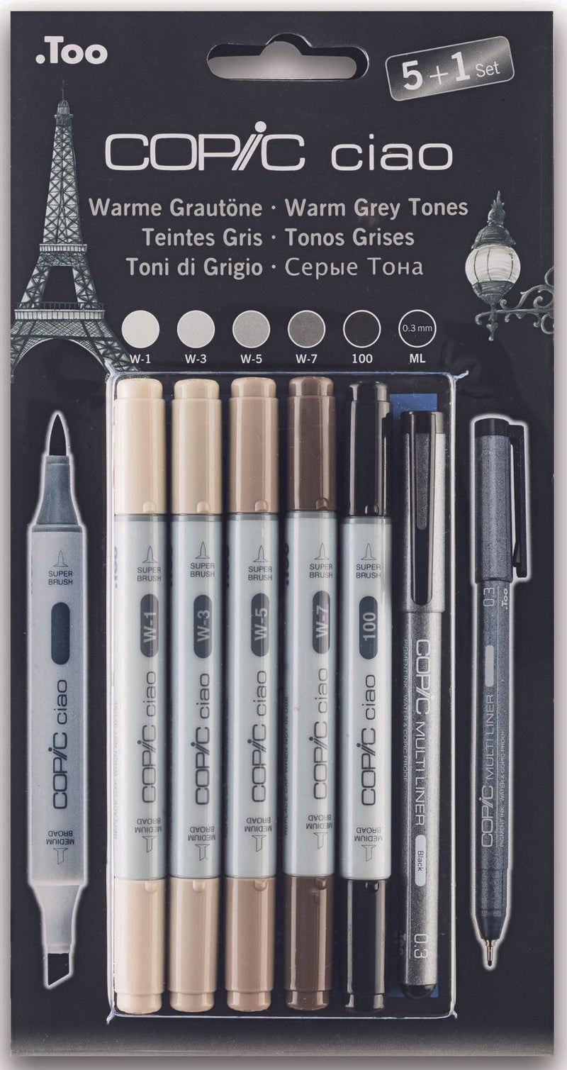 COPIC® Ciao 5+1 Set Warm Grey Layoutmarker-Set 1.0 + 6.0 mm Mehrfarbig