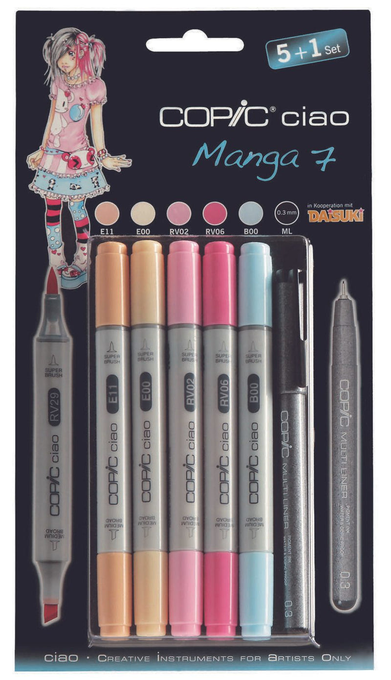 COPIC® Ciao 5+1 Set Manga 7 Layoutmarker-Set 1.0 + 6.0 mm Mehrfarbig
