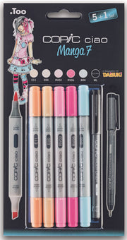 COPIC® Ciao 5+1 Set Manga 7 Layoutmarker-Set 1.0 + 6.0 mm Mehrfarbig