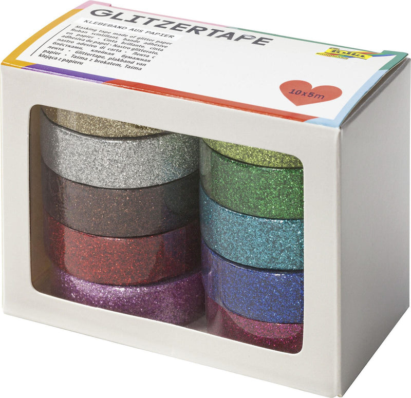 folia Deko-Klebeband 15 mm x 5 m glitter gold, silber, braun, rot, lila, pink, blau, türkis, grün, hellgrün;