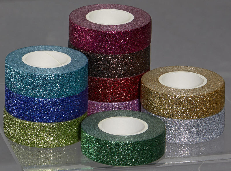 folia Deko-Klebeband 15 mm x 5 m glitter gold, silber, braun, rot, lila, pink, blau, türkis, grün, hellgrün;