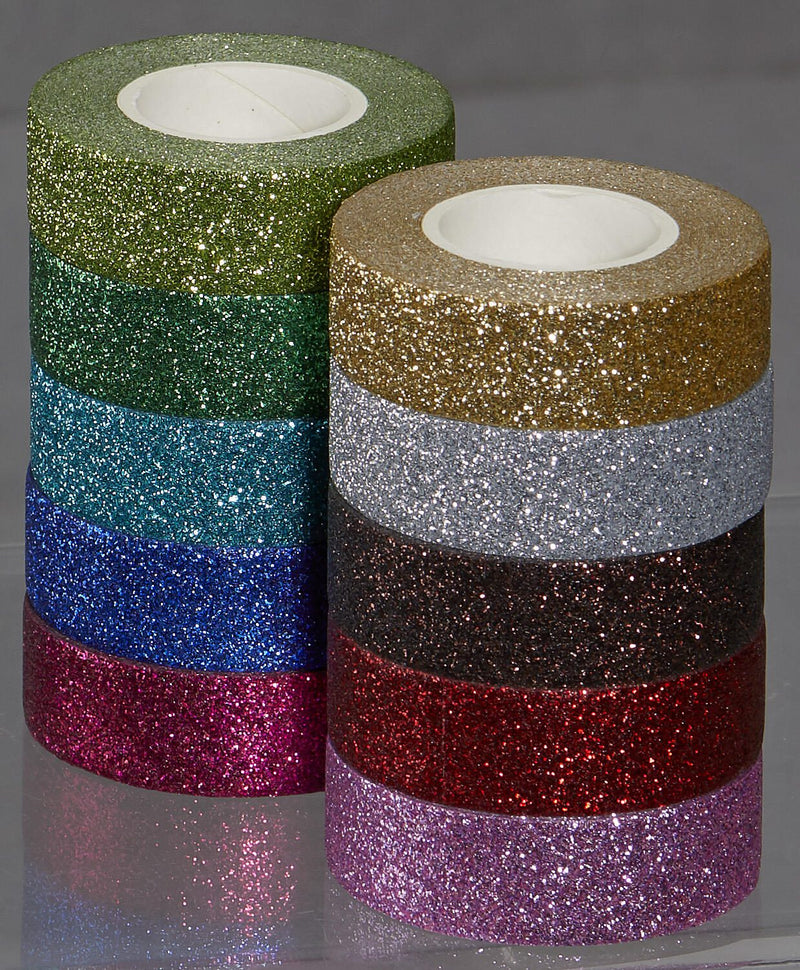 folia Deko-Klebeband 15 mm x 5 m glitter gold, silber, braun, rot, lila, pink, blau, türkis, grün, hellgrün;